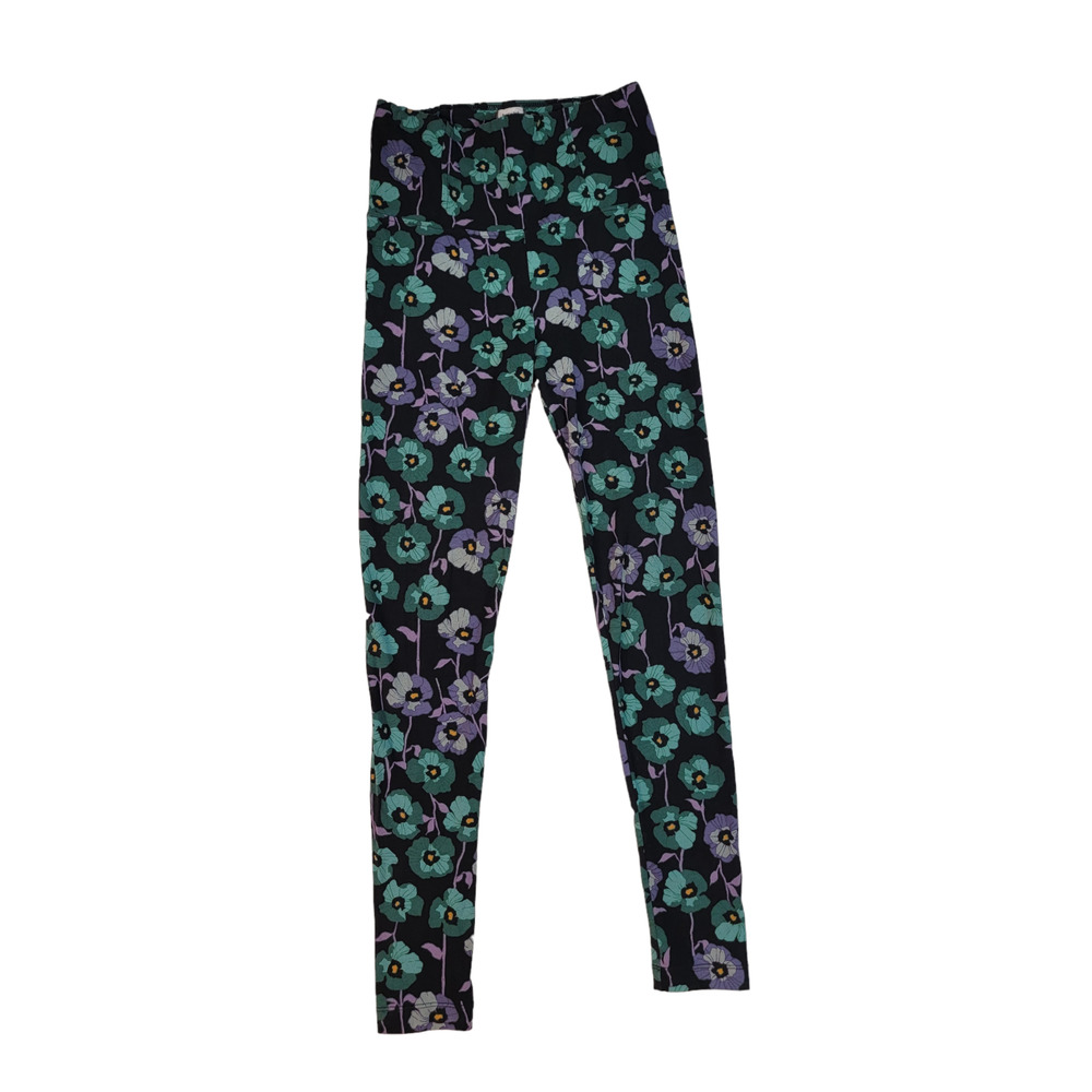 Aritzia Sunday Best Purple Teal Morning‎ Glories Leggings Size Xtra Small XS